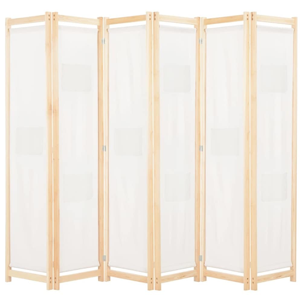 Romdeler 6 paneler 240×170 cm / foldeskjerm / skjermvegg med 9 oppbevaringslommer – Beige