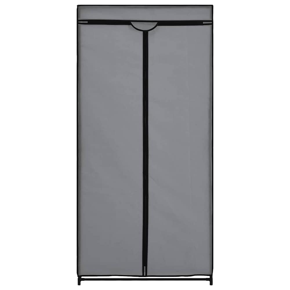 Garderobe i stoff 75×50×160 cm / klesgarderobe med klesstang / stoffgarderobe med glidelås – Grå
