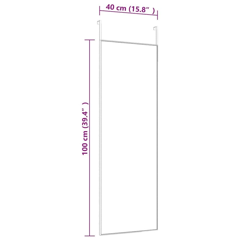 Dørspeil 40×100 cm / helfigursspeil med justerbare dørkroker / speil – Svart