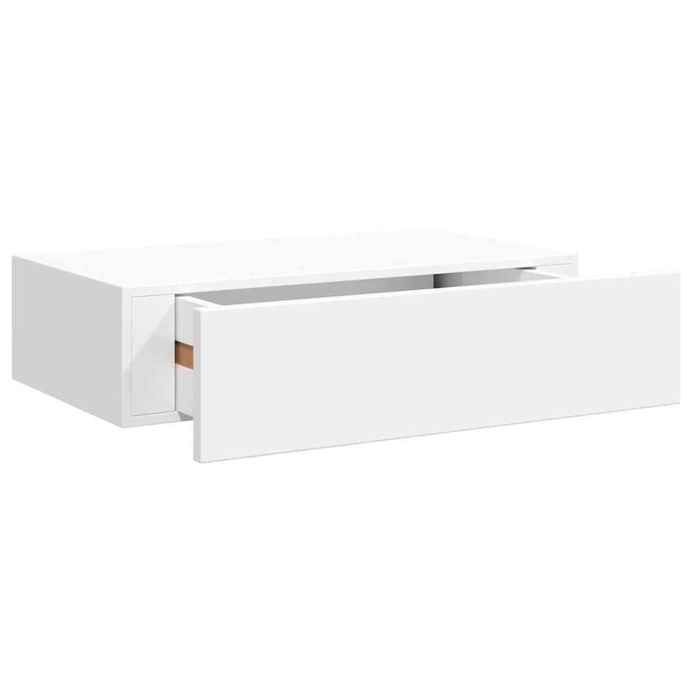 Vegghylle med skuff 40×23,5×10 cm / veggmontert skuff / skuffhylle – Hvit