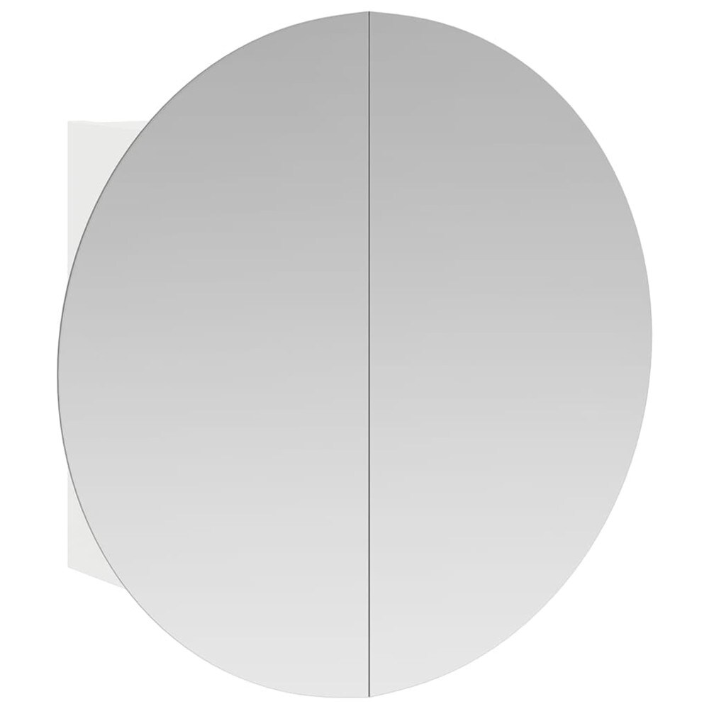 Baderomsskap med rundt speil og LED Ø60 cm / speilskap med 2 hyller – Hvit