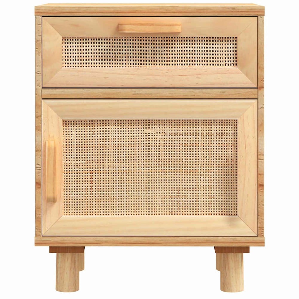 Nattbord 40×30×50 cm / sengebord i tre med skuff og dør / sidebord – Natur/rotting