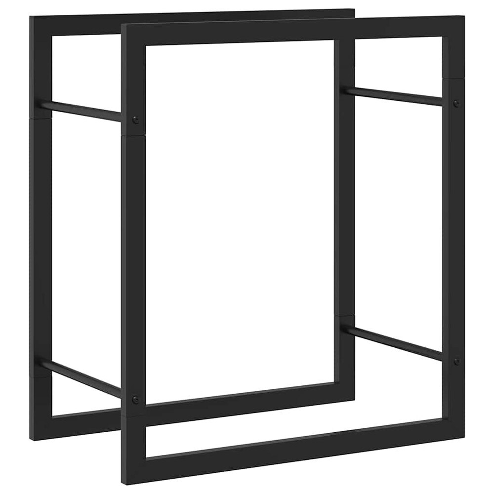 Vedstativ 50×28×56 cm / vedoppbevaring i pulverlakkert stål – Mattsvart