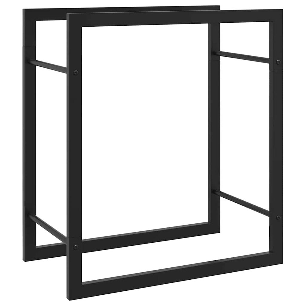 Vedstativ 50×28×56 cm / vedoppbevaring i pulverlakkert stål – Mattsvart