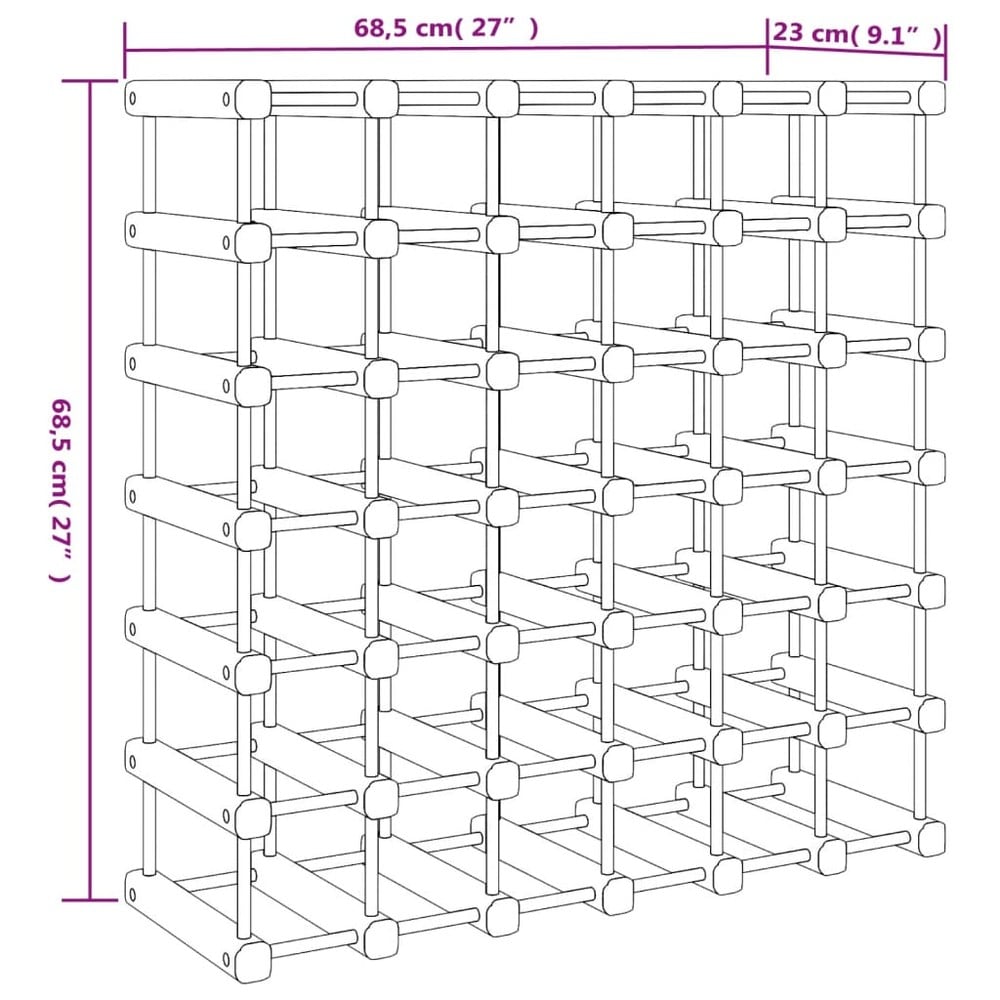 Vinreol for 42 flasker 68,5×23×68,5 cm / flaskereol i massivt furutre / gulvstativ – Natur