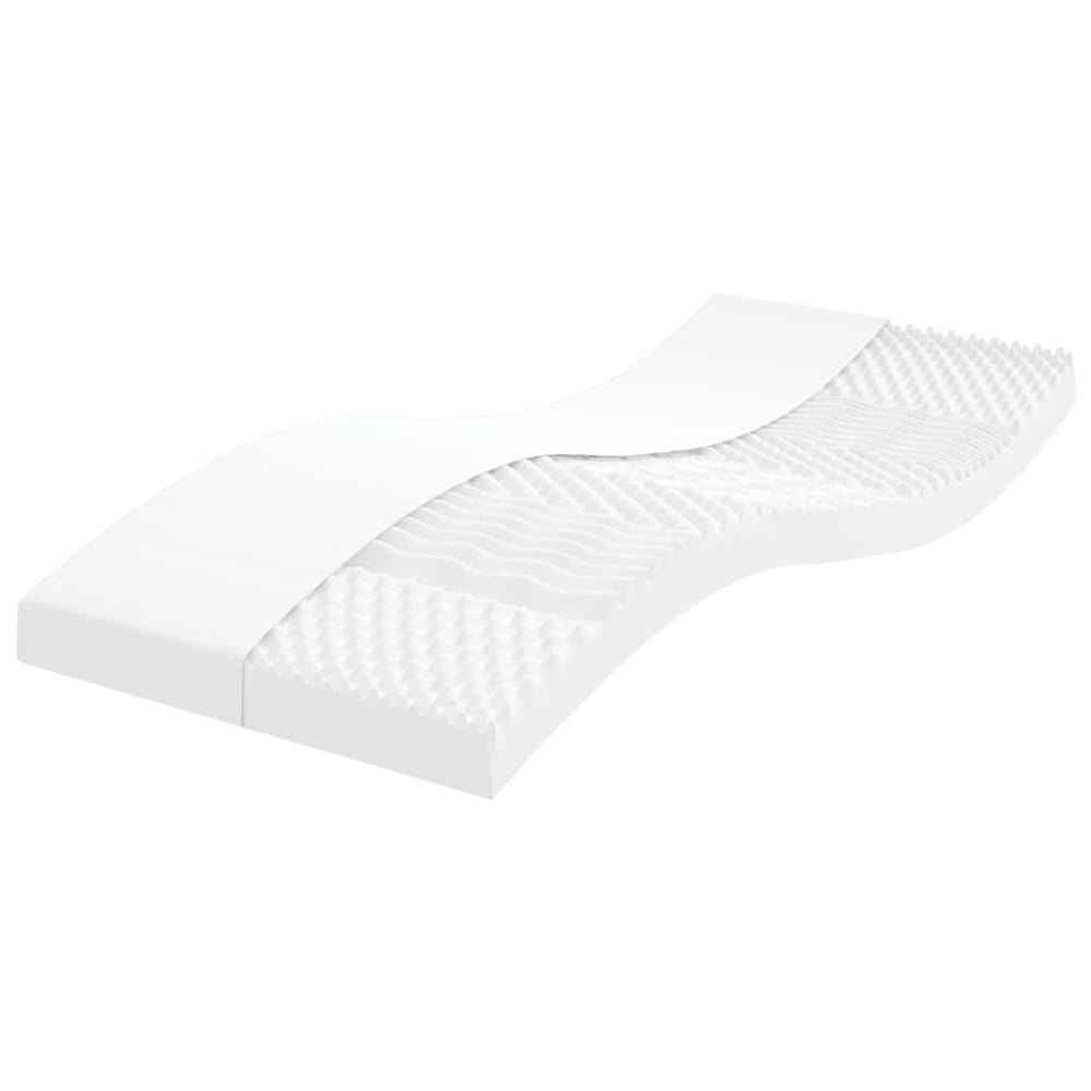 Skummadrass 90×200×10 cm / 7-soners madrass i PU-skum / hardhet 20 ILD – Hvit