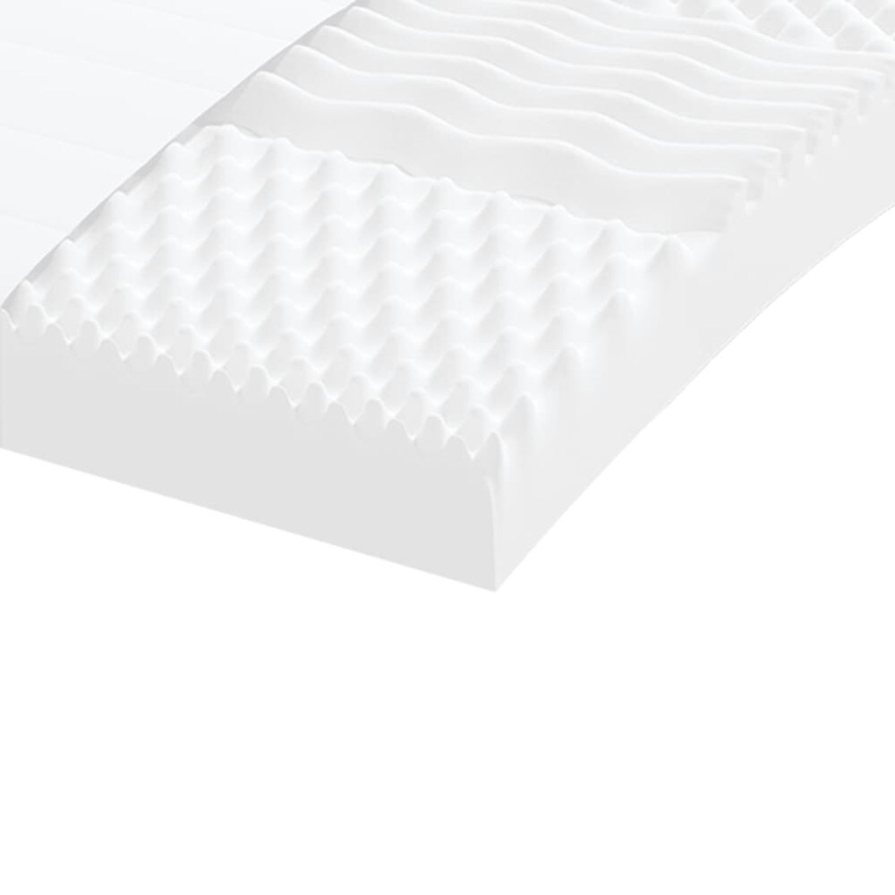 Skummadrass 90×200×10 cm / 7-soners madrass i PU-skum / hardhet 20 ILD – Hvit