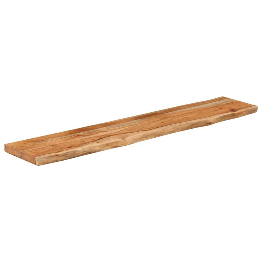 Vegghylle 100×20×2,5 cm / hylleplate i massivt akasietre med naturlig kant – Natur