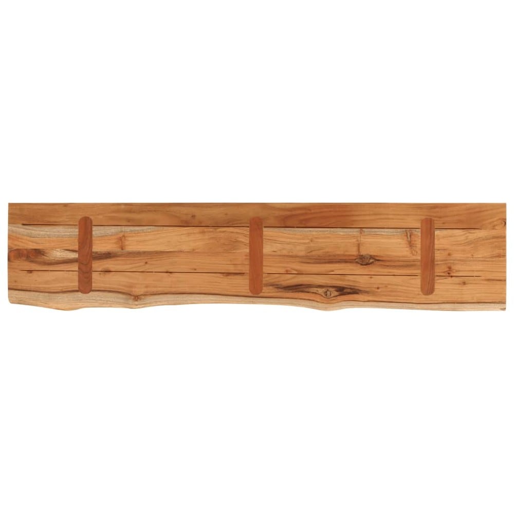 Vegghylle 100×20×2,5 cm / hylleplate i massivt akasietre med naturlig kant – Natur