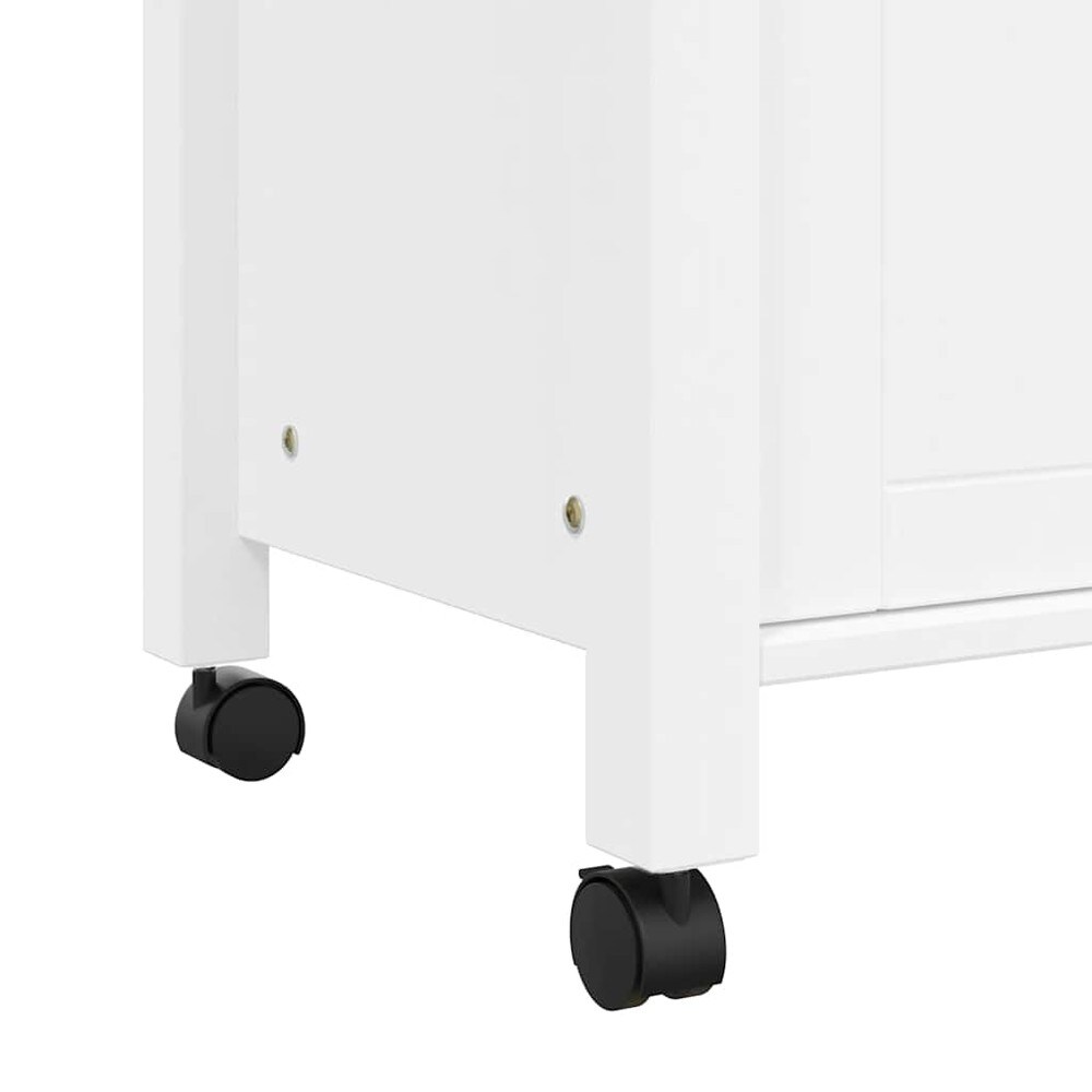 Kjøkkenvogn 84×40×88,5 cm / kjøkkenøy på hjul med 4 skuffer / serveringsvogn – Hvit/natur