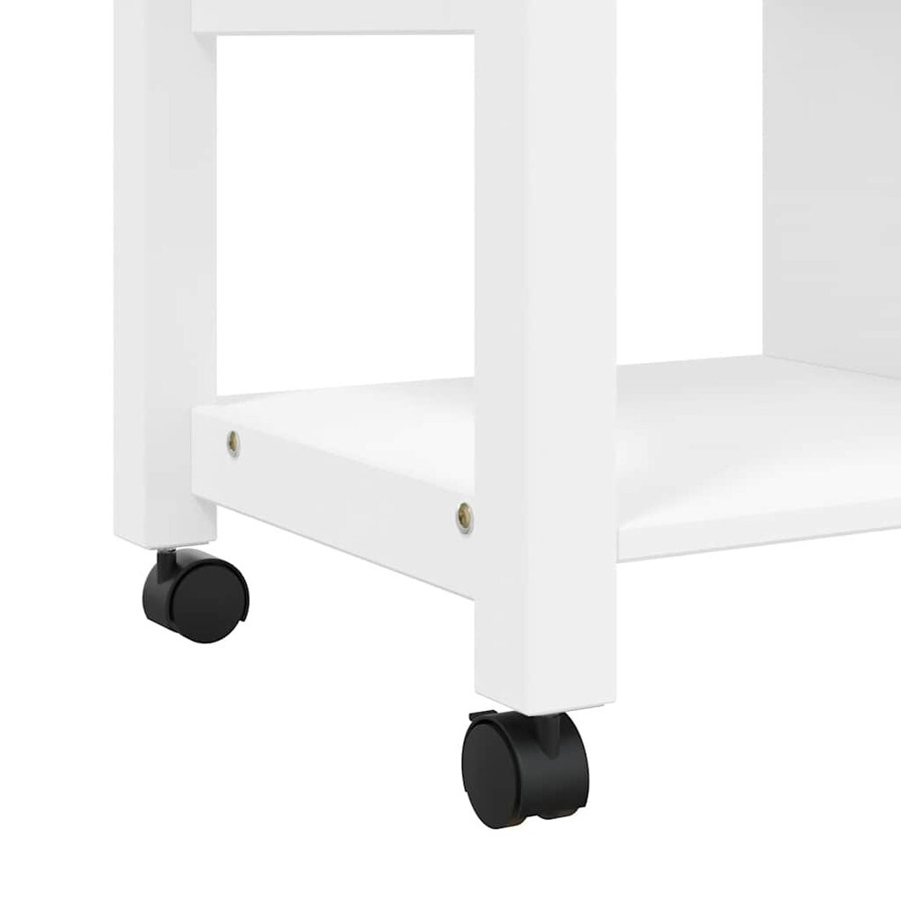 Kjøkkenvogn 84×40×88,5 cm / kjøkkenøy på hjul med 4 skuffer / serveringsvogn – Hvit/natur