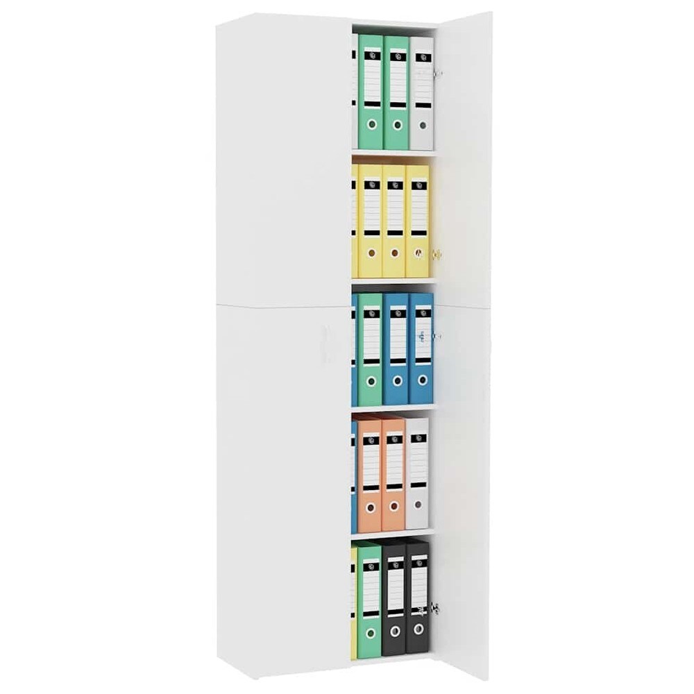 Kontorskap 60×32×190 cm / dokumentskap / høyskap med 5 hyller / oppbevaringsskap – Hvit