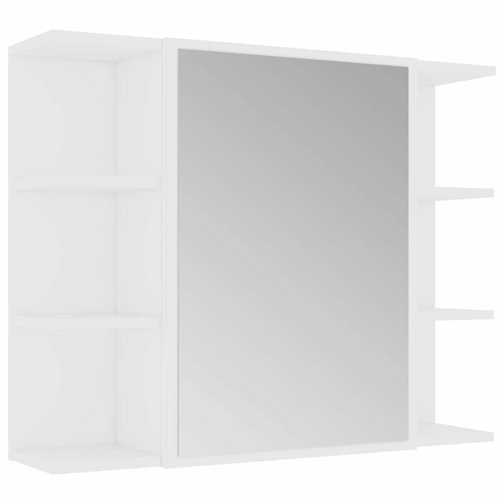 Speilskap til bad 80×20,5×64 cm / baderomsskap med speil og 8 rom / veggskap – Hvit
