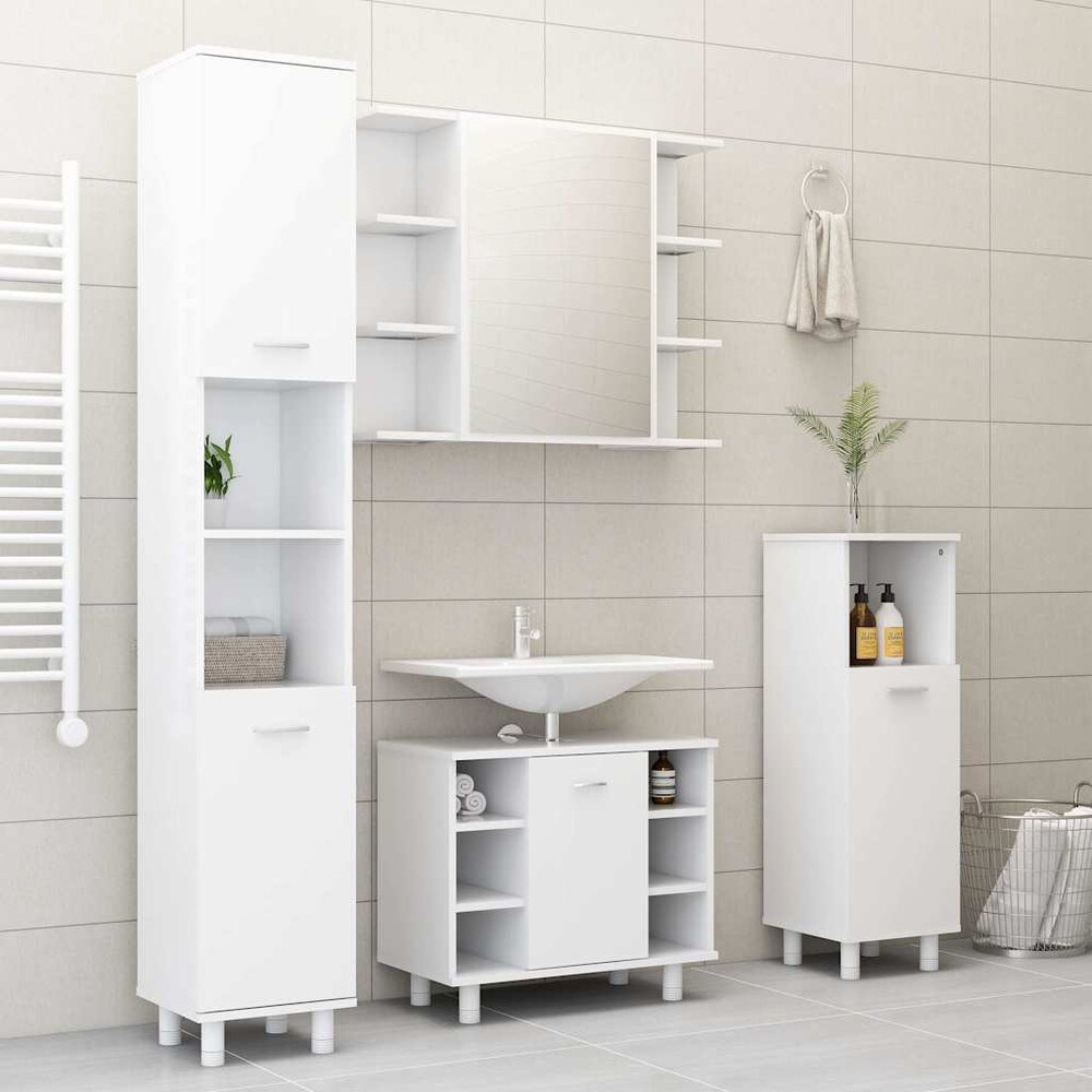Speilskap til bad 80×20,5×64 cm / baderomsskap med speil og 8 rom / veggskap – Hvit