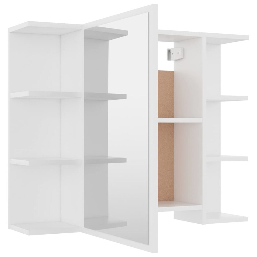 Speilskap til bad 80×20,5×64 cm / baderomsskap med speil og 8 rom / veggskap – Hvit