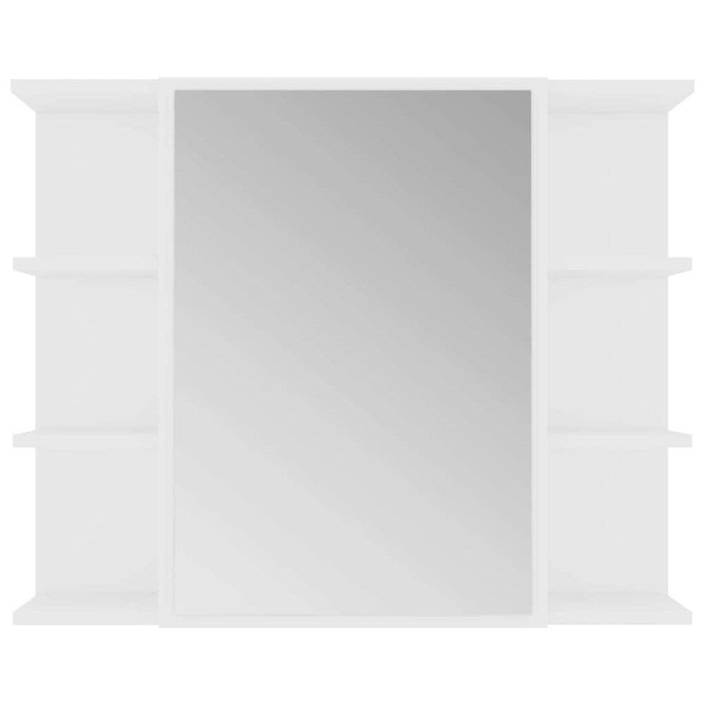 Speilskap til bad 80×20,5×64 cm / baderomsskap med speil og 8 rom / veggskap – Hvit