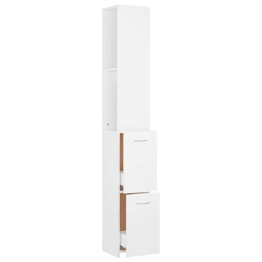 Baderomsskap 25×26,5×170 cm / smalt høyskap til bad / oppbevaringsskap – Hvit