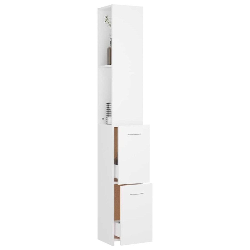 Baderomsskap 25×26,5×170 cm / smalt høyskap til bad / oppbevaringsskap – Hvit