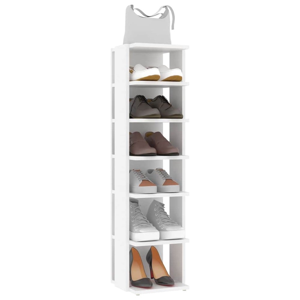 Skoskap 27,5×27×102 cm / smal skohylle med 6 hyller / skooppbevaring – Hvit
