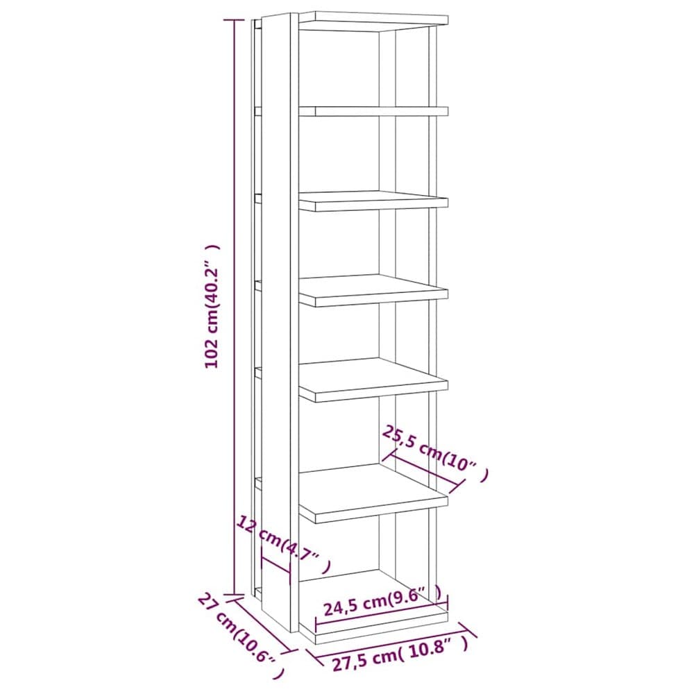 Skoskap 27,5×27×102 cm / smal skohylle med 6 hyller / skooppbevaring – Hvit