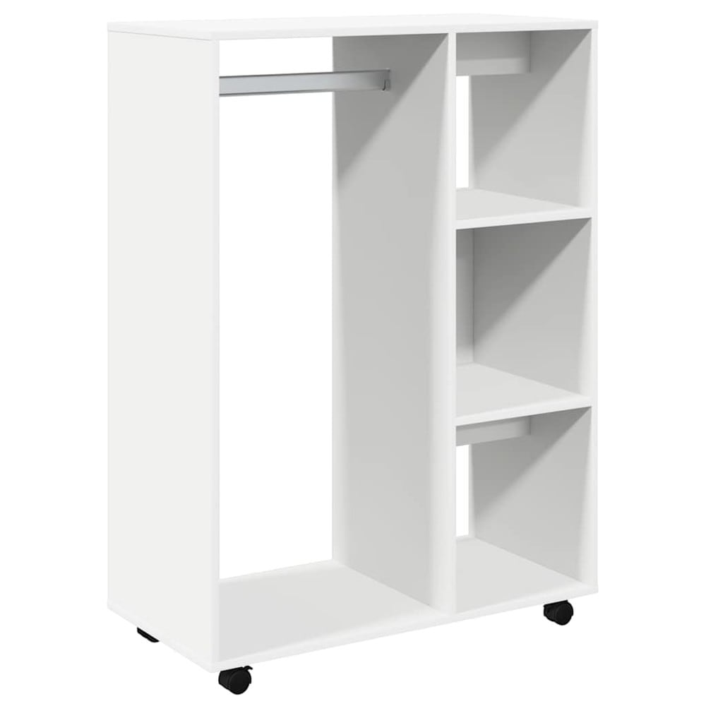 Åpen garderobe 80×40×110 cm / lav klesgarderobe med klesstang og 3 hyller – Hvit