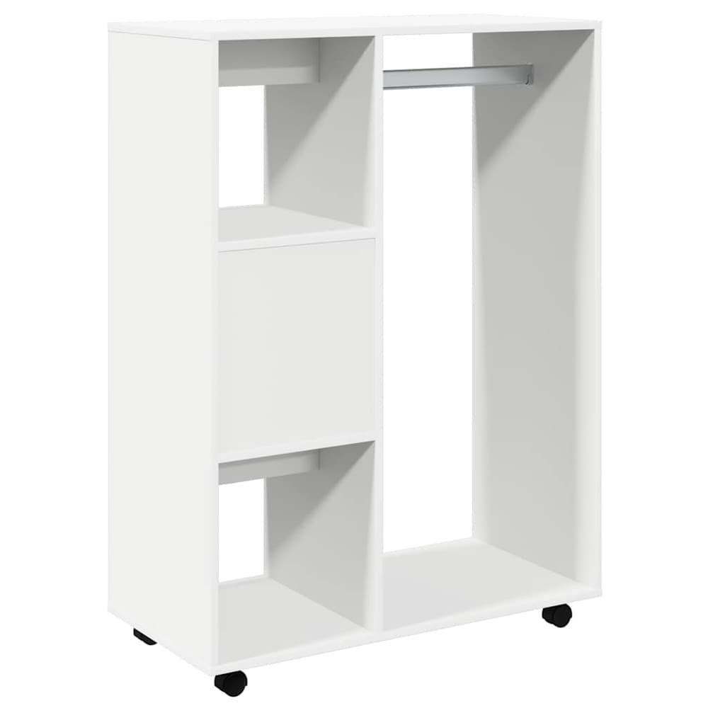 Åpen garderobe 80×40×110 cm / lav klesgarderobe med klesstang og 3 hyller – Hvit