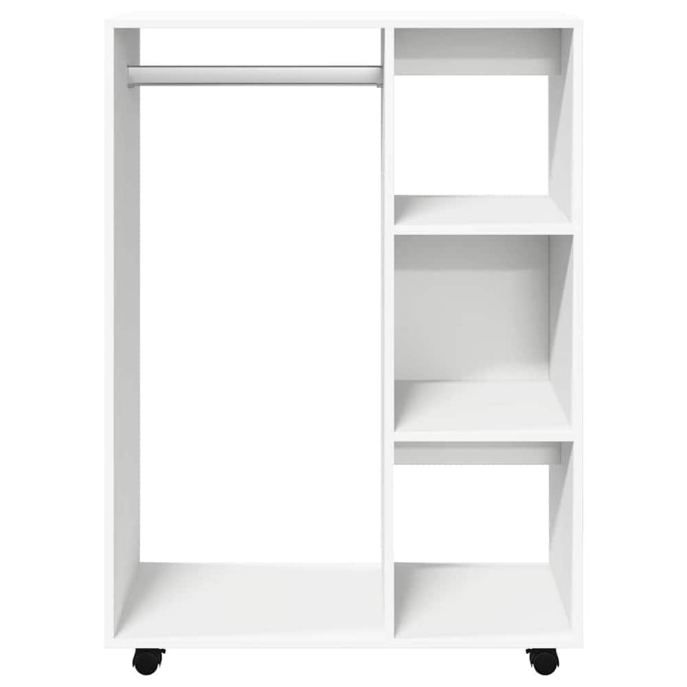 Åpen garderobe 80×40×110 cm / lav klesgarderobe med klesstang og 3 hyller – Hvit