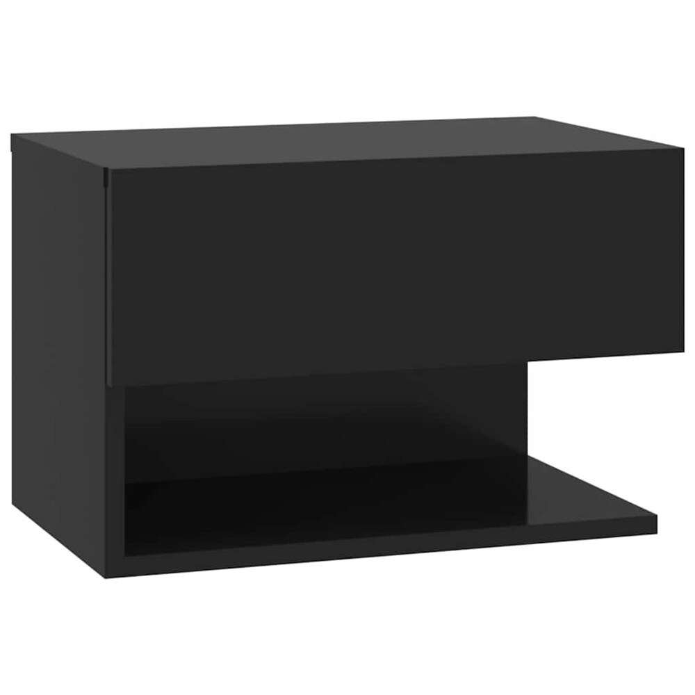 Vegghengt nattbord 46×29,5×30 cm / svevende veggmontert sidebord – Svart