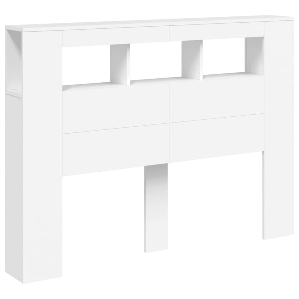 Sengegavl med LED 140×18,5×103,5 cm / hodegavl med RGB-belysning og avlastningsflate – Hvit