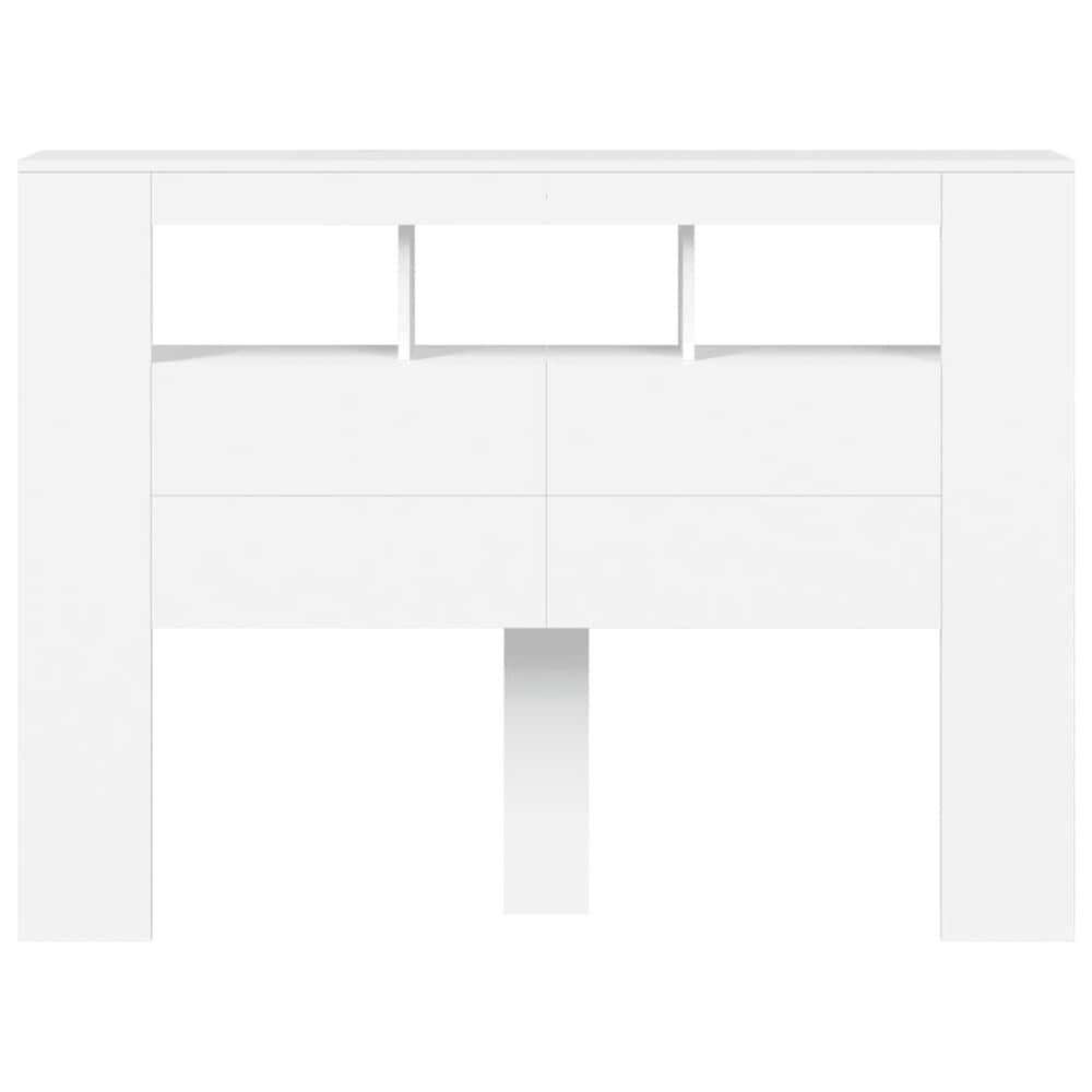 Sengegavl med LED 140×18,5×103,5 cm / hodegavl med RGB-belysning og avlastningsflate – Hvit