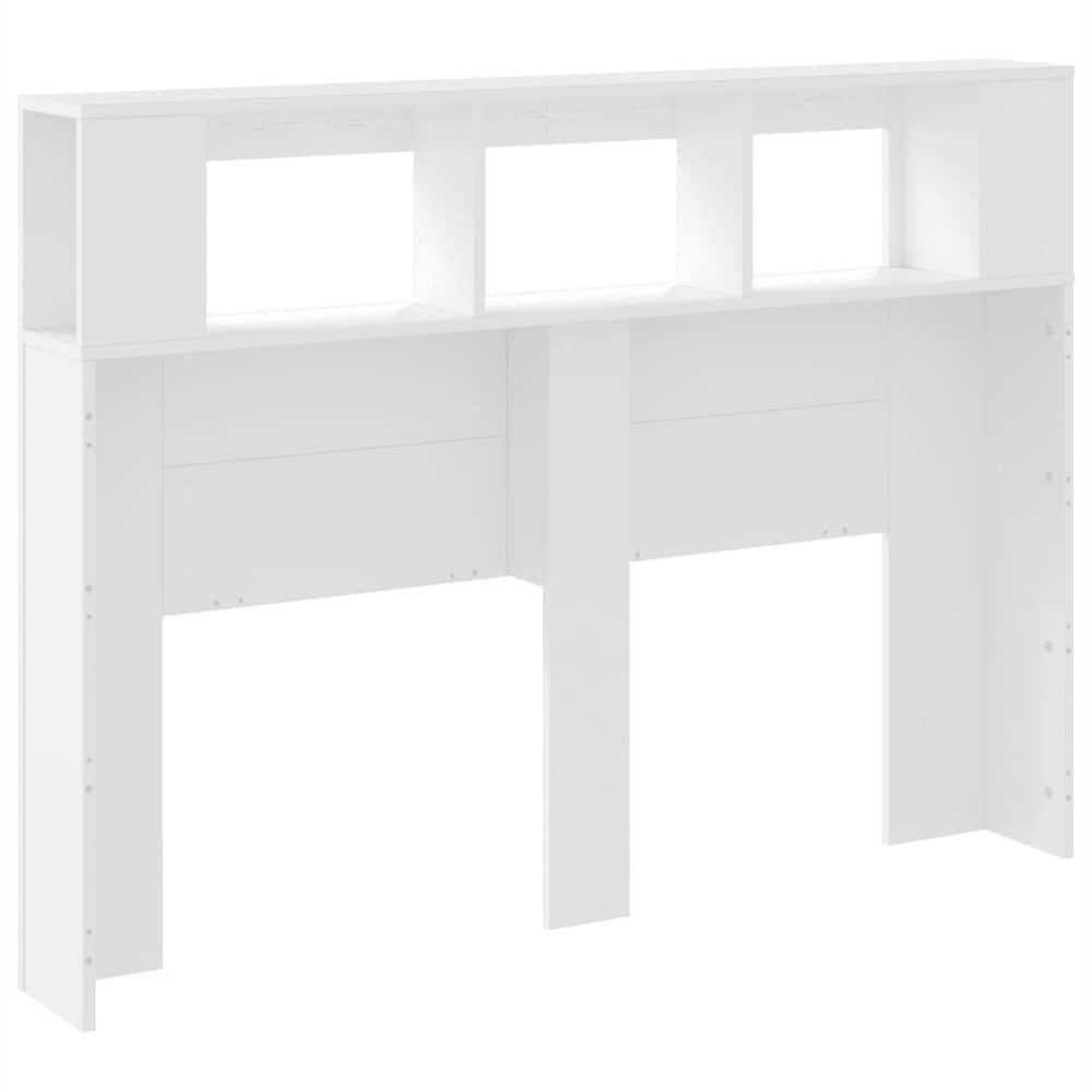 Sengegavl med LED 140×18,5×103,5 cm / hodegavl med RGB-belysning og avlastningsflate – Hvit