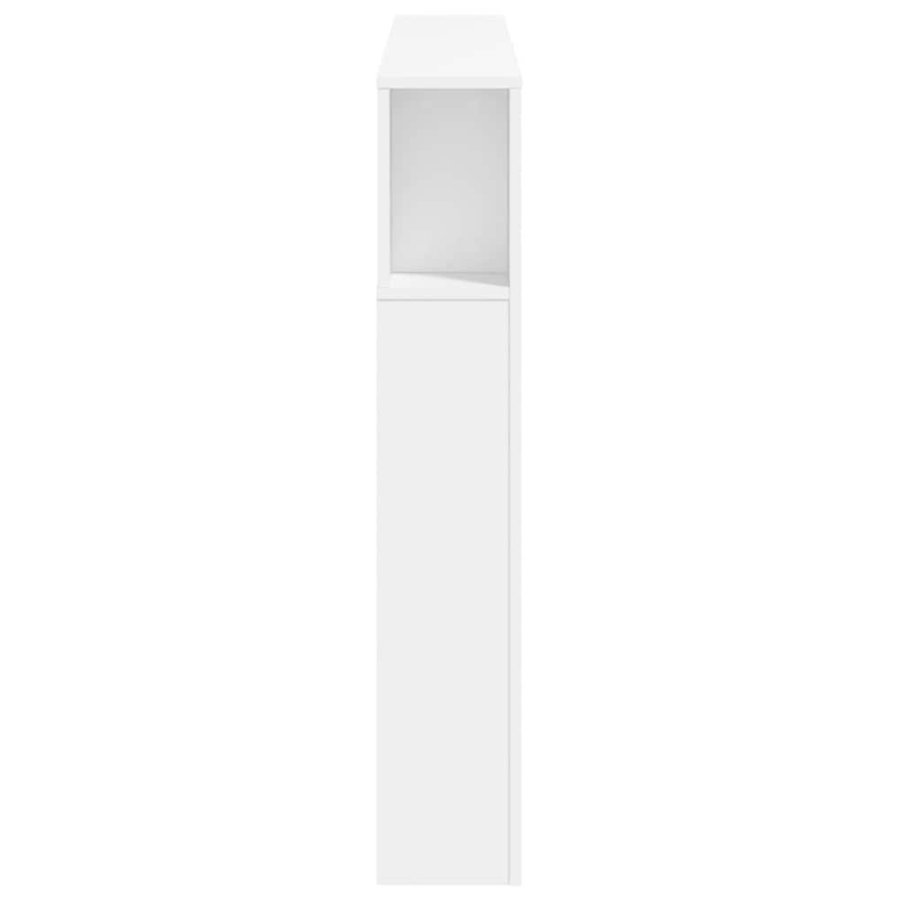 Sengegavl med LED 140×18,5×103,5 cm / hodegavl med RGB-belysning og avlastningsflate – Hvit