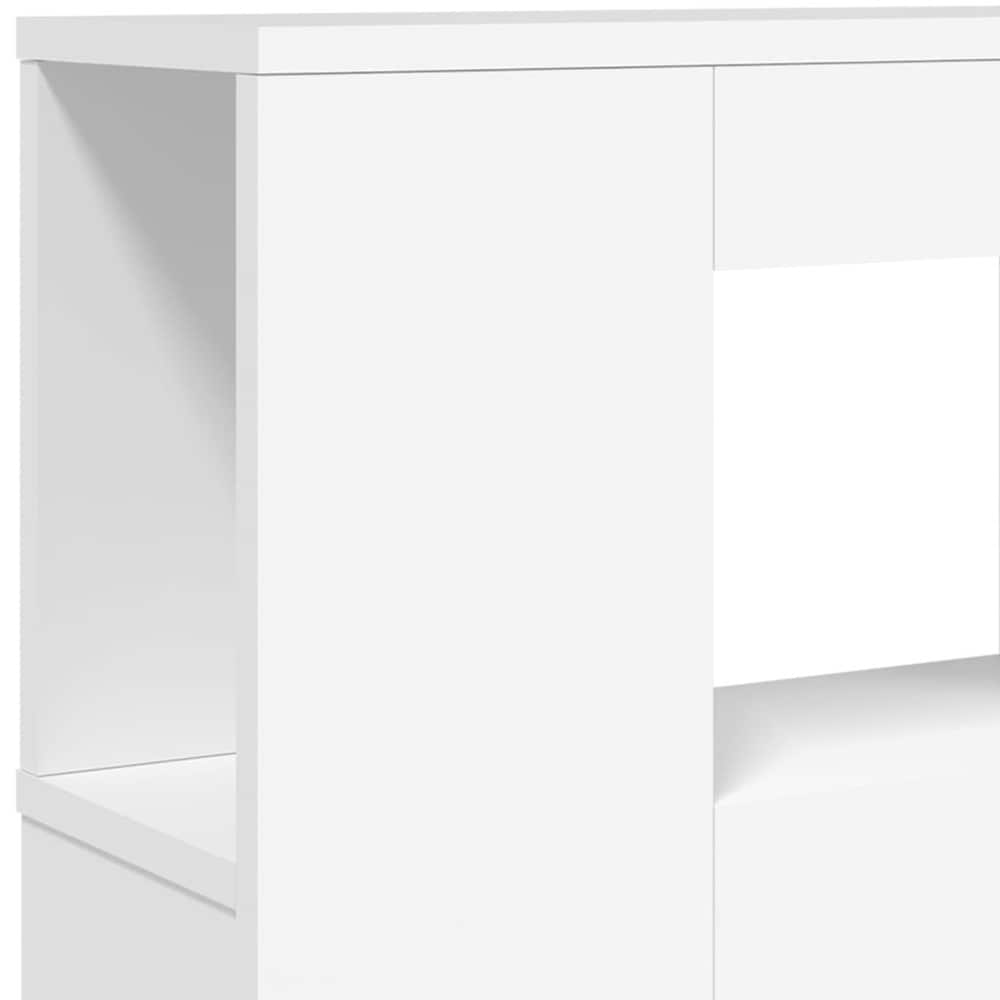 Sengegavl med LED 140×18,5×103,5 cm / hodegavl med RGB-belysning og avlastningsflate – Hvit
