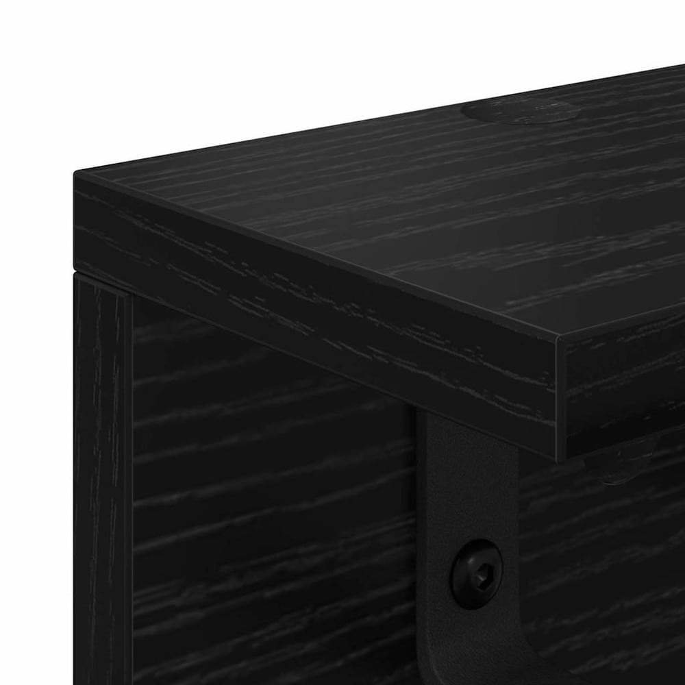 Hattehylle 40×10,5×10,5 cm / vegghylle med kroker / klesoppheng til gang – Svart