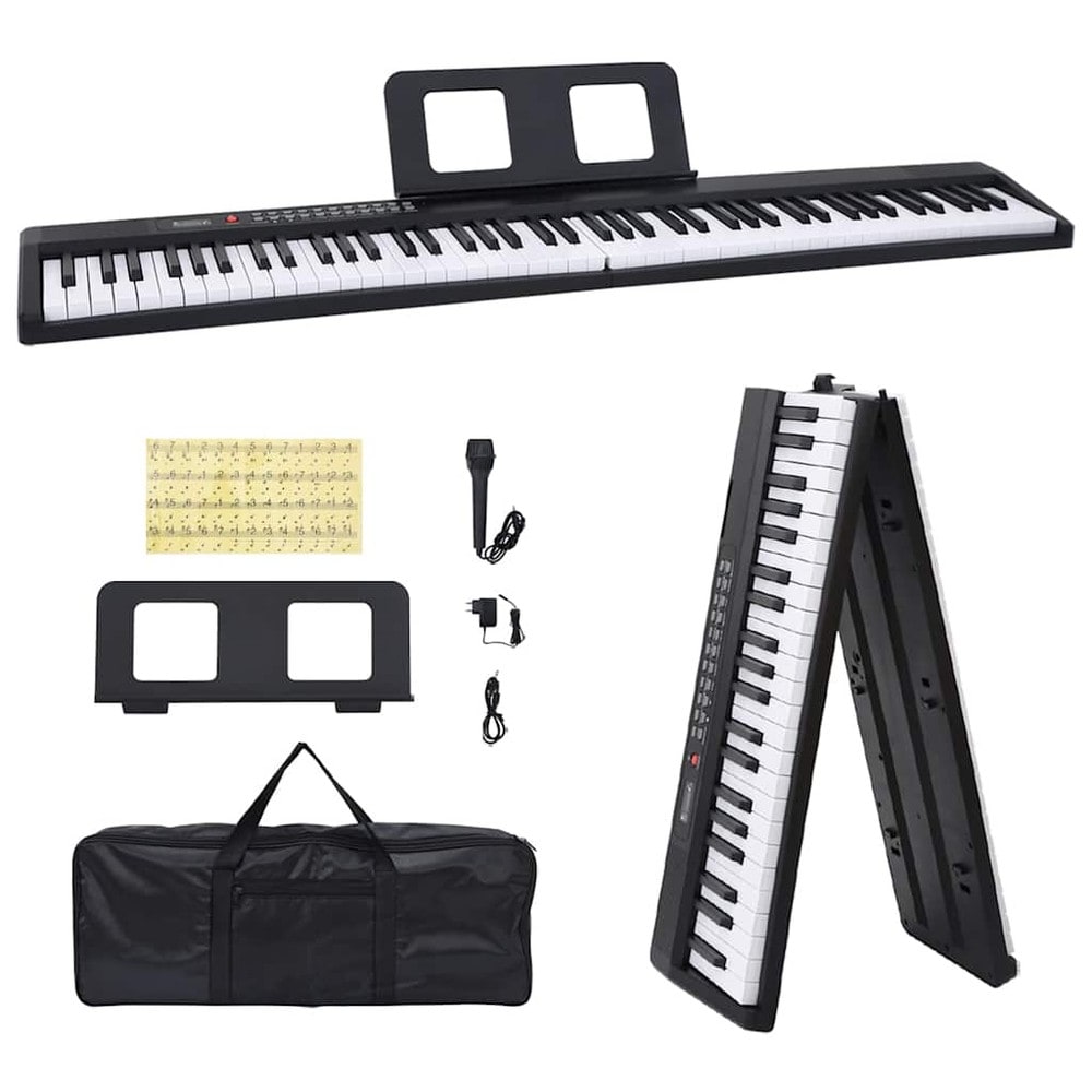Sammenleggbart keyboard med 88 tangenter og notestativ / Bærbart elektrisk piano / Sammenleggbart keyboard