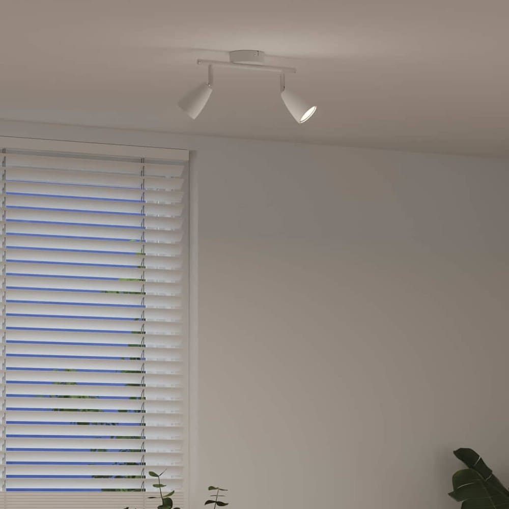 Takspotlight med justerbare spotlights – Hvit / Justerbar taklampe / Spotlampe med to armer