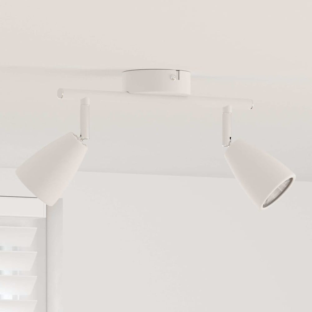 Takspotlight med justerbare spotlights – Hvit / Justerbar taklampe / Spotlampe med to armer