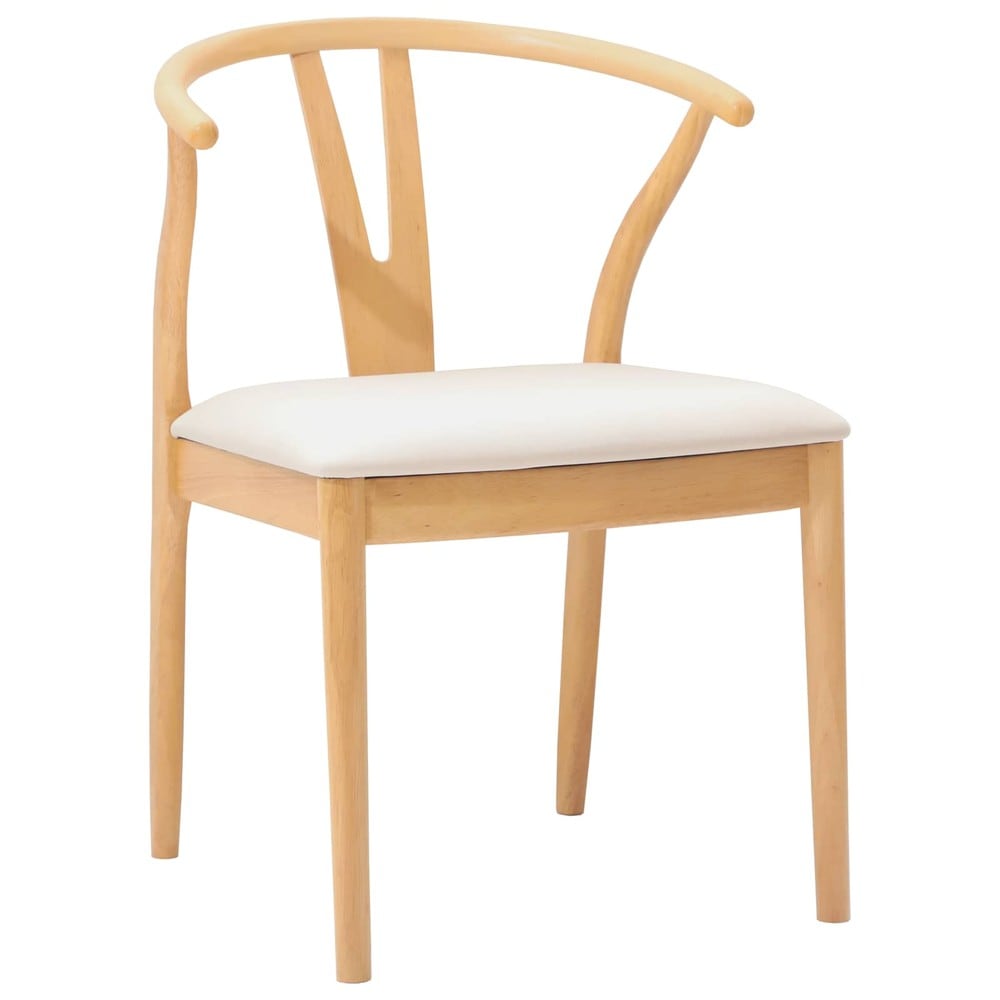 2 stk spisestoler i massivt gummitre / polstrede spisestuestoler i vintagestil – Natur