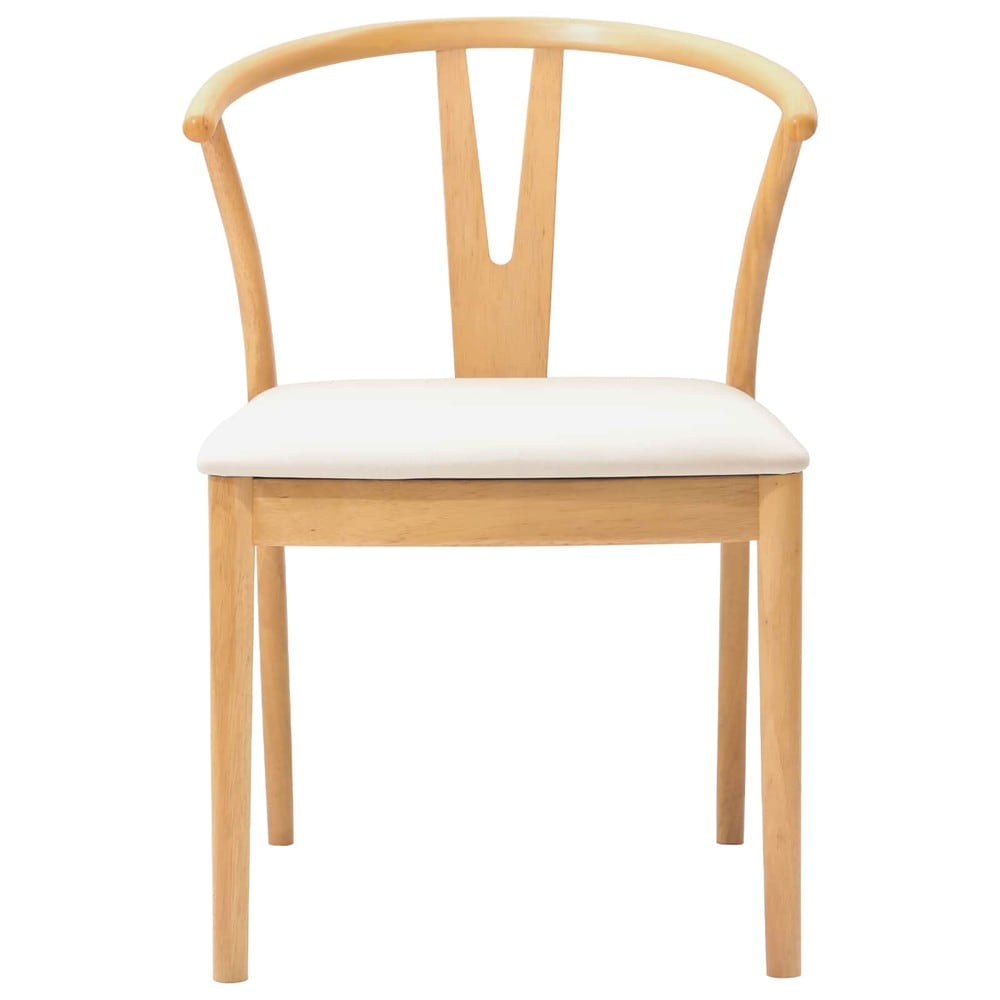 2 stk spisestoler i massivt gummitre / polstrede spisestuestoler i vintagestil – Natur