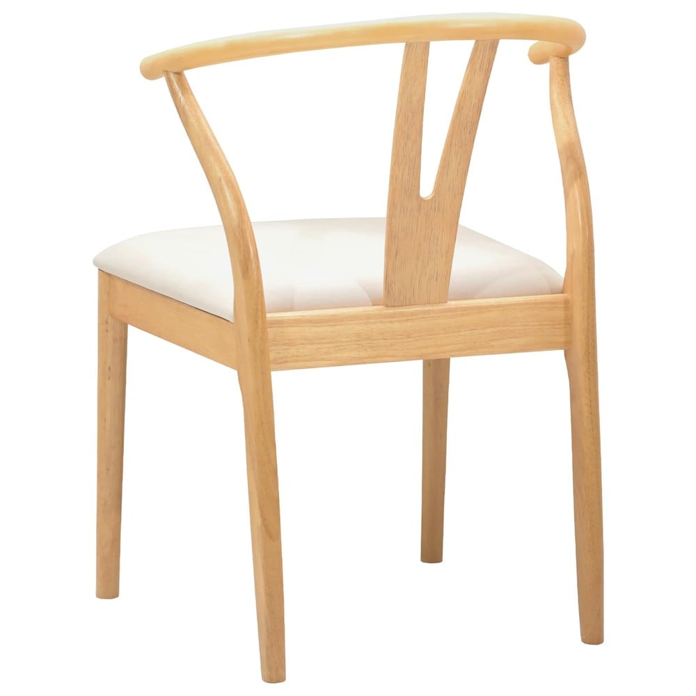 2 stk spisestoler i massivt gummitre / polstrede spisestuestoler i vintagestil – Natur