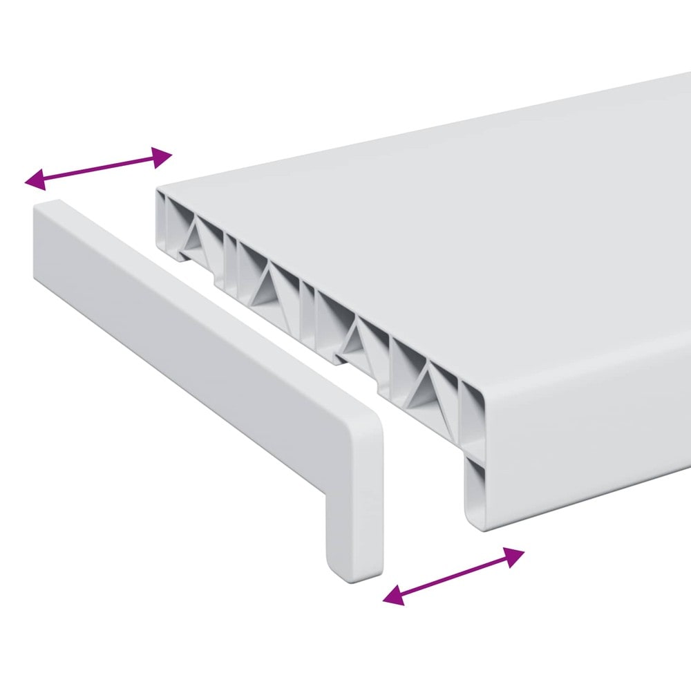 Vindusbrett 120×20×4,5 cm / vindusbenk i PVC med endestykker – Hvit