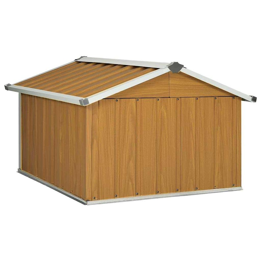 Garasje for robotgressklipper 92×97×63 cm / beskyttelse for gressklipper i galvanisert stål – Brun