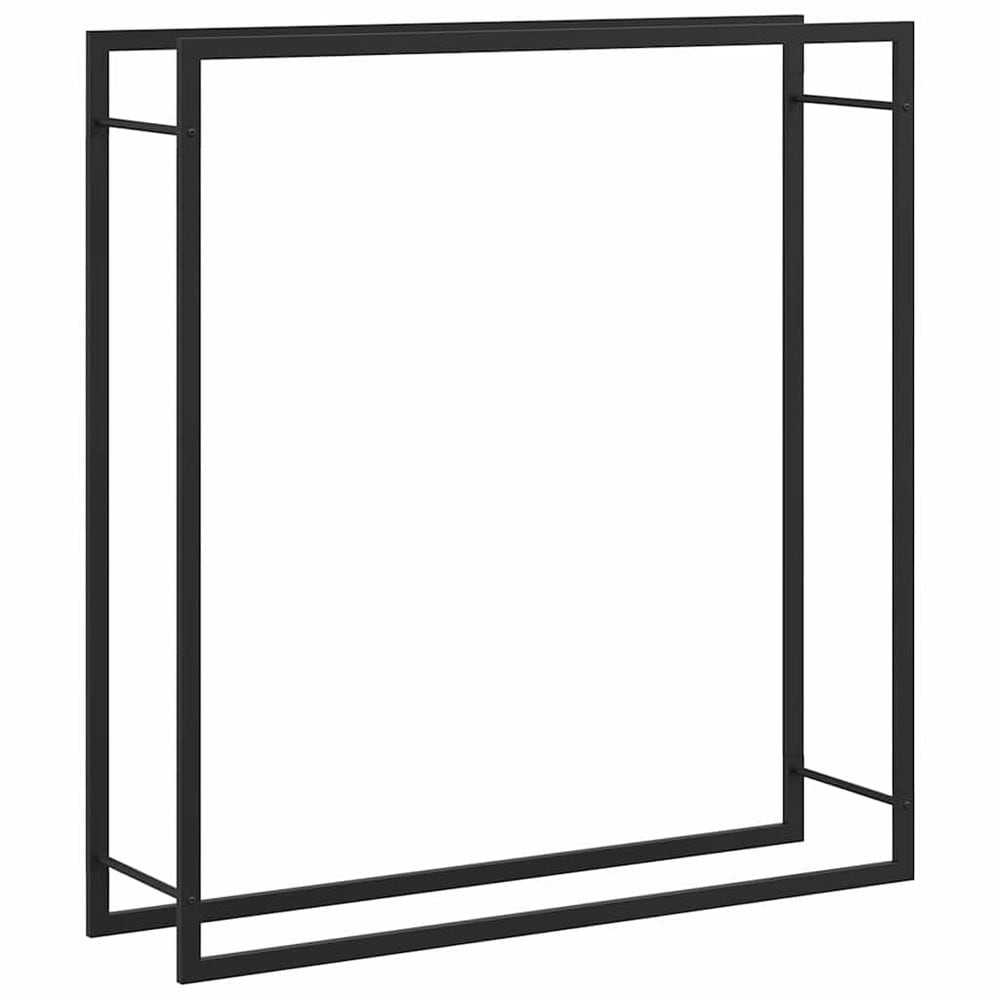 Vedstativ 110×28×116 cm / stativ til ved i pulverlakkert stål – Mattsvart