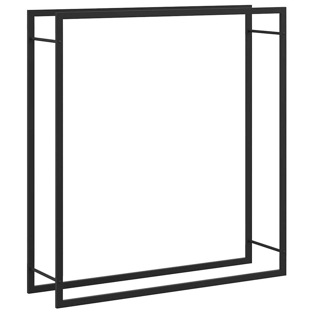 Vedstativ 110×28×116 cm / stativ til ved i pulverlakkert stål – Mattsvart