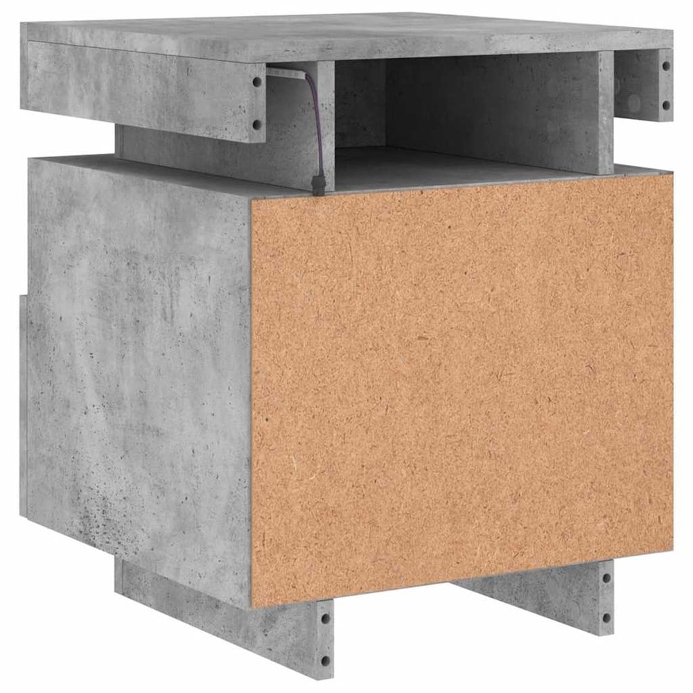 Nattbord 40×39×48,5 cm / sengebord med RGB LED-belysning og oppbevaring – Betonggrå