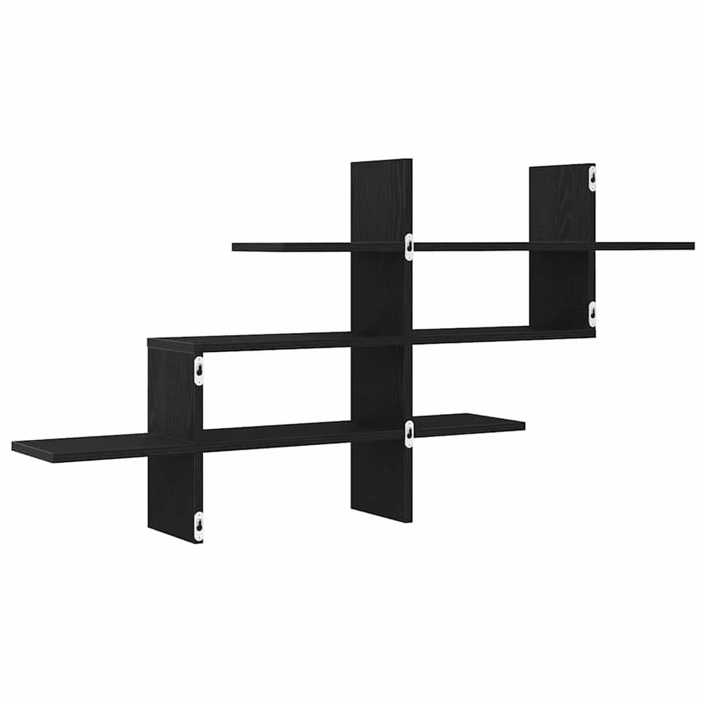 Vegghylle 124,5×18×60,5 cm / vegghengt hylle i konstruert tre – Svart