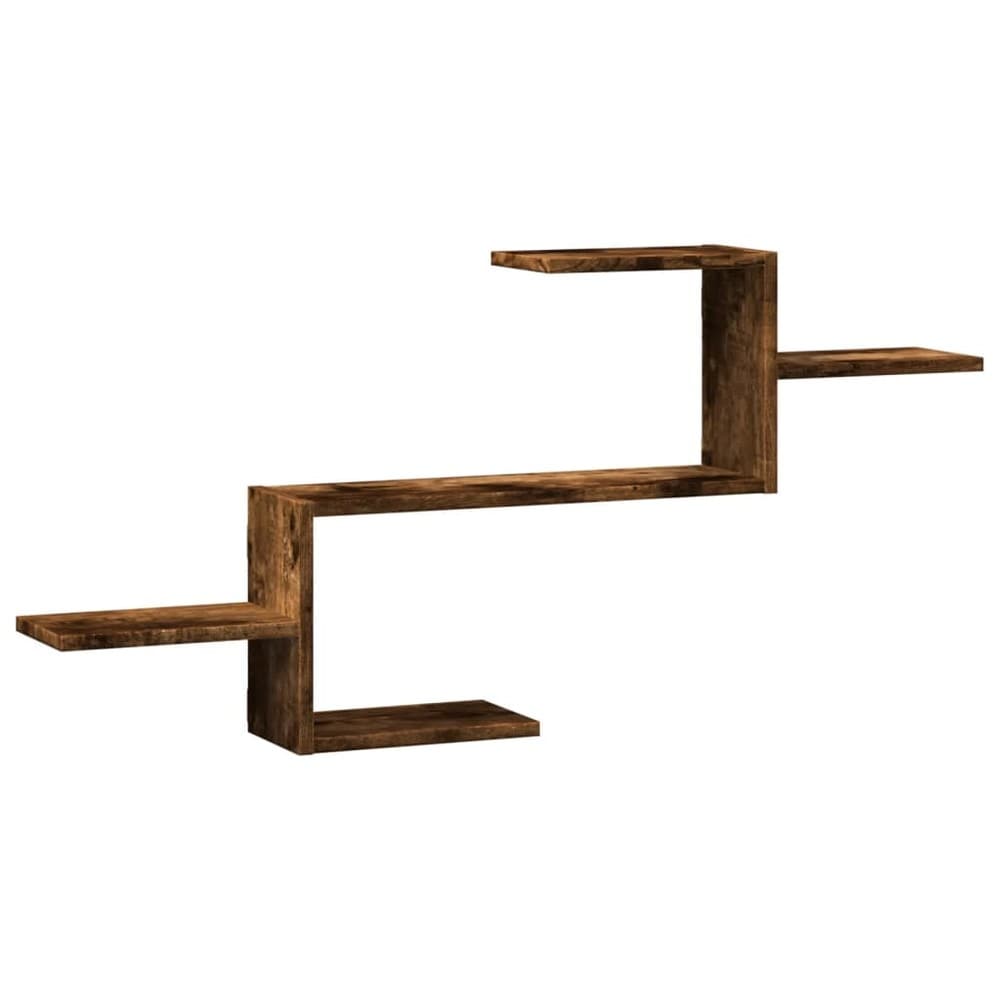 Vegghylle 104 x 15 x 49 cm – Røykfarget eik / Oppbevaringshylle til vegg / Dekorativ hylle