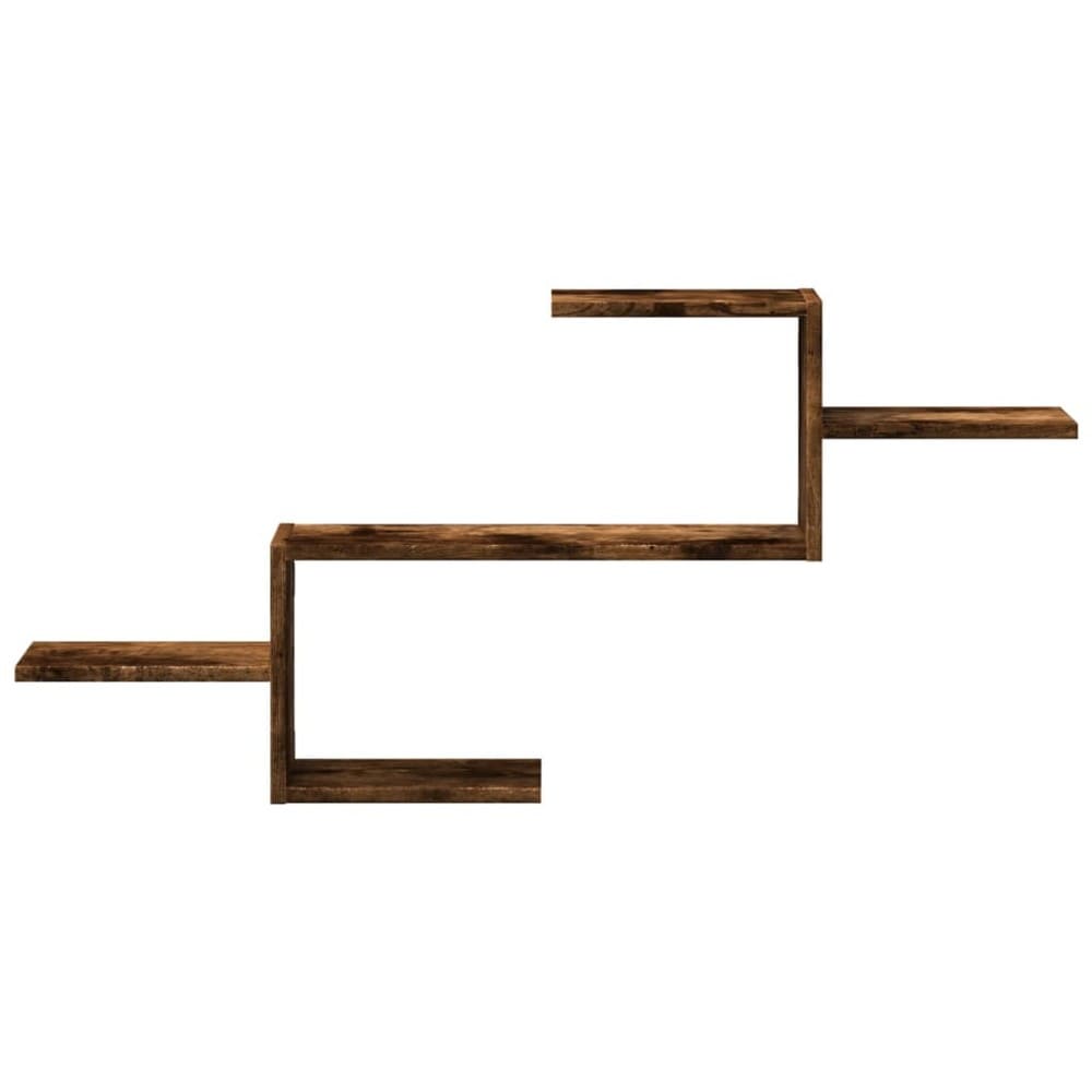 Vegghylle 104 x 15 x 49 cm – Røykfarget eik / Oppbevaringshylle til vegg / Dekorativ hylle