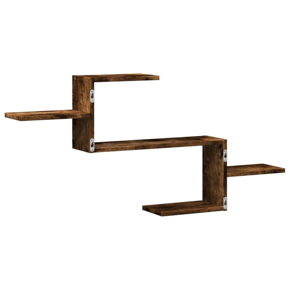 Vegghylle 104 x 15 x 49 cm – Røykfarget eik / Oppbevaringshylle til vegg / Dekorativ hylle