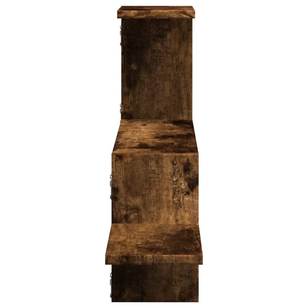 Vegghylle 104 x 15 x 49 cm – Røykfarget eik / Oppbevaringshylle til vegg / Dekorativ hylle